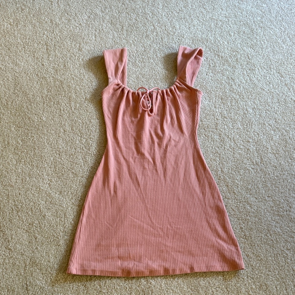 Pink Sleeveless Ribbed Dress